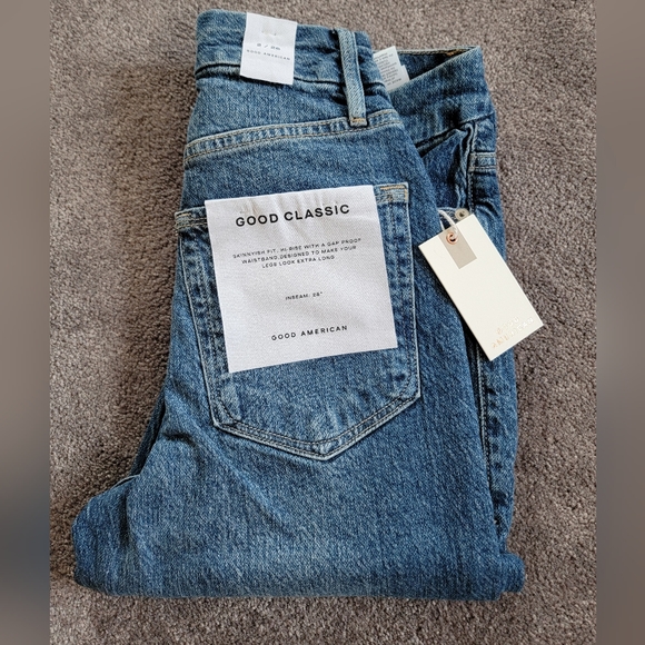 NWT good american good classic hi rise raw hem denim - Picture 2 of 4